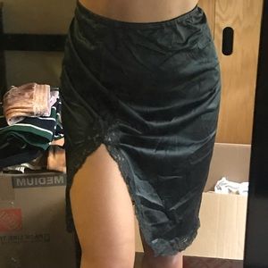 black silk slip skirt